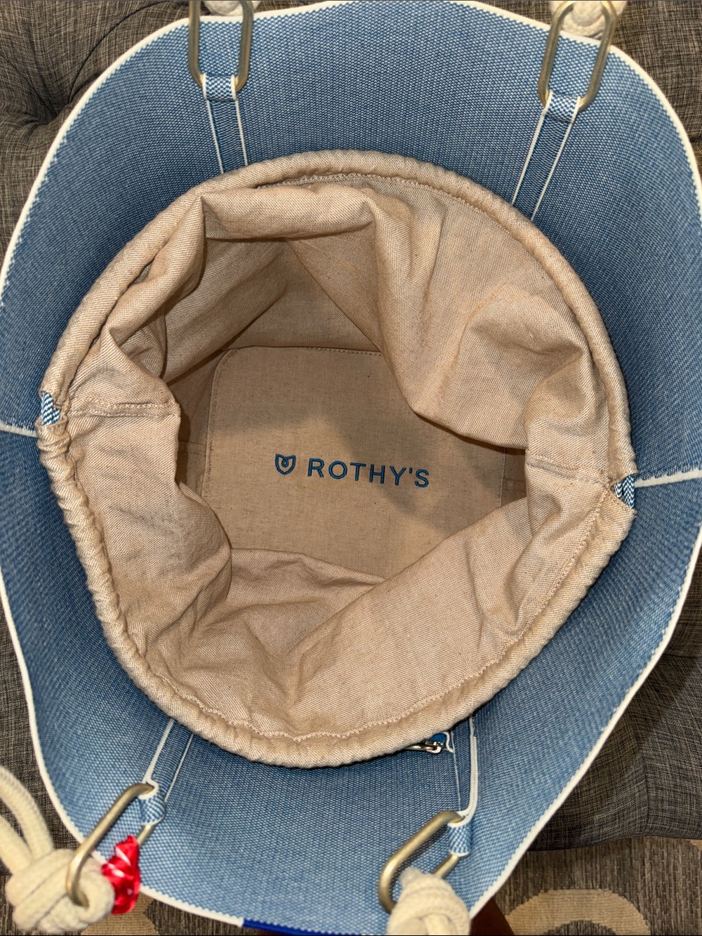 Rothy's Bag Large Indigo Blue Sky Rope Tote Knit Bag - Picture 12 of 17